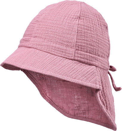 Schirmmütze aus Musselin mit Nackenschutz, rosa, Gr. 52/53 ALANA