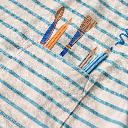 T-Shirt mit Ringel-Muster & Malutensilien-Motiv, blau & weiß, Gr. 110 ALANA