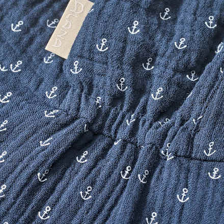 Schirmmütze aus Musselin mit Nackenschutz, blau, Gr. 50/51 ALANA