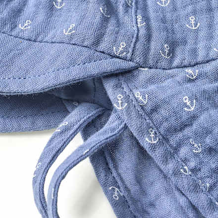 Schirmmütze mit Nackenschutz aus Musselin, blau, Gr. 46/47 ALANA
