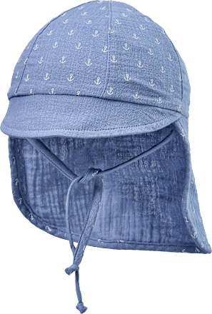 Schirmmütze mit Nackenschutz aus Musselin, blau, Gr. 46/47 ALANA