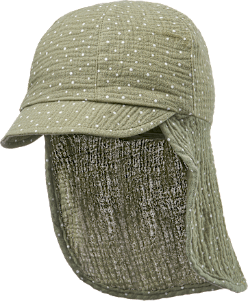 Schirmmütze aus Musselin mit Nackenschutz, grün, Gr. 50/51 ALANA