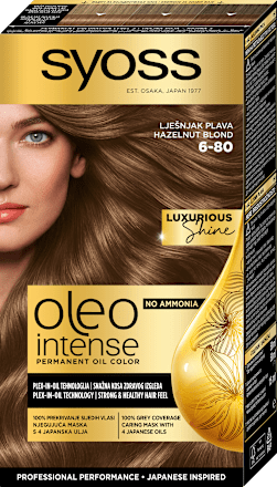 Barva za lase 6-80 Lešnik Blond syoss Oleo Intense