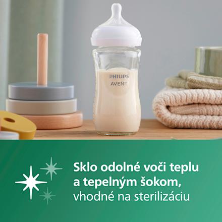 Sklenená dojčenská fľaša Natural Response, 240 ml - 1m+ PHILIPS AVENT