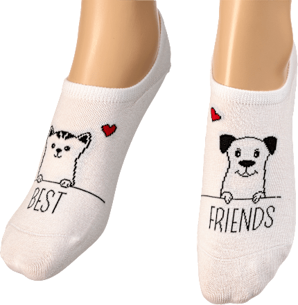 Füßlinge mit Katze- & Hund-Motiv weiß Gr. 39-42 Fascino