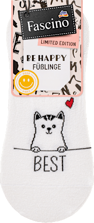 Füßlinge mit Katze- & Hund-Motiv weiß Gr. 39-42 Fascino