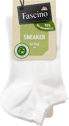 Sneakersocken mit Bio-Baumwolle weiß Gr. 43-46 Fascino