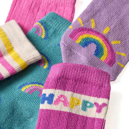 Socken mit Ripp-Struktur und Regenbogen-Muster, lila + blau, Gr. 27/29 PUSBLU