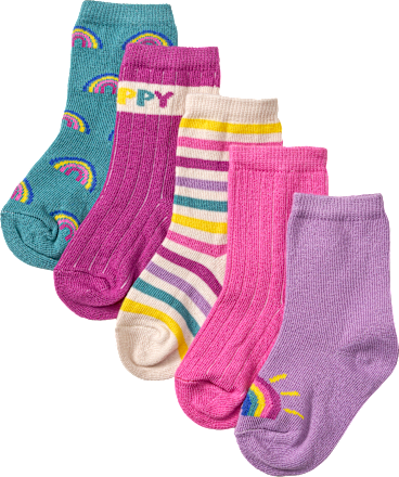 Socken mit Ripp-Struktur und Regenbogen-Muster, lila + blau, Gr. 23/26 PUSBLU