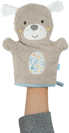 Waschhandschuh Hund, grau fehn