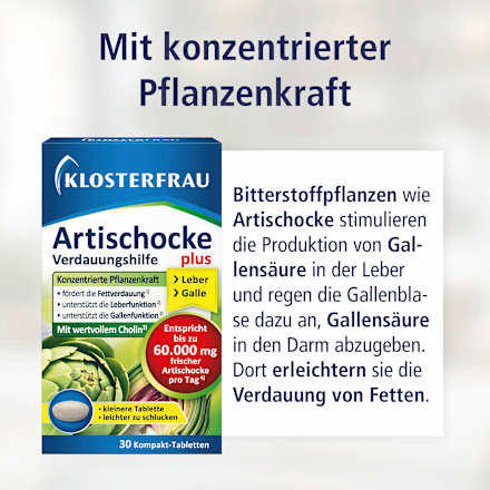 Artischocke Verdaungshilfe plus Tabletten 30 St Klosterfrau