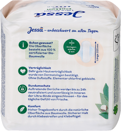 Higijenski ulošci s krilcima od eko pamuka Ultra - normal Jessa