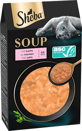Nassfutter Katze mit Lachs, Soup Multipack (4x40 g) Sheba