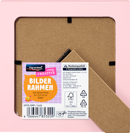 DIY 2026 Quadratischer Bilderrahmen 10x10 cm, Epoxy rot Paradies