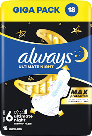 Binden Ultra Max Protection Ultimate Night mit Flügeln Gr. 6 always