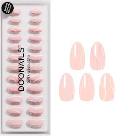 Künstliche Nägel Press Ons Short Almond Pastel Swirl Doonails