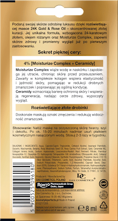 Maska przeciwzmarszczkowa rozświetlająca 24K Gold & Rose Oil  Perfecta