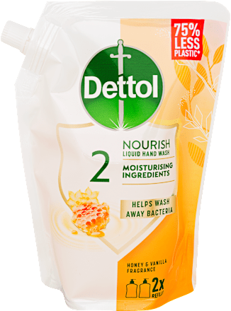 Flyékony szappan utántöltő Nourish, méz és vanília illattal Dettol