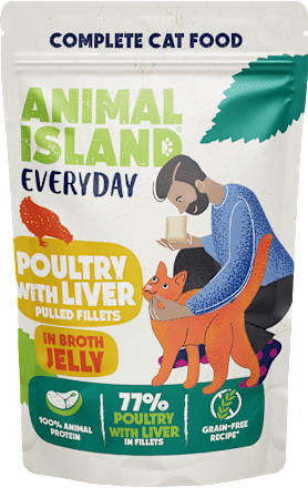 Karma mokra dla kota drób z wątróbką w galarecie z rosołu ANIMAL ISLAND