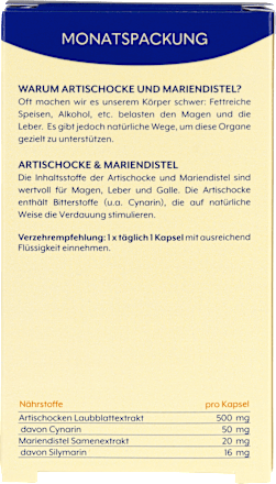 Artischocke Cynarin + Mariendistel Kapseln the wellness co.