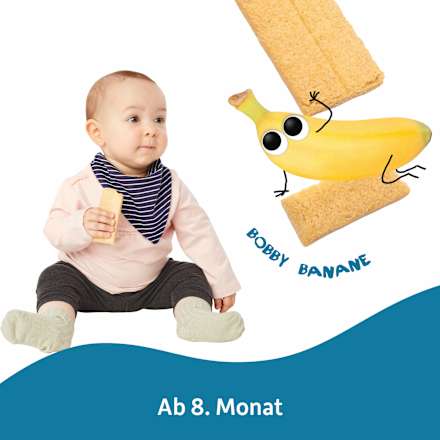 Babysnack Knusper-Schnitte Banane & Kürbis ab dem 8. Monat, 6x14g Freche Freunde