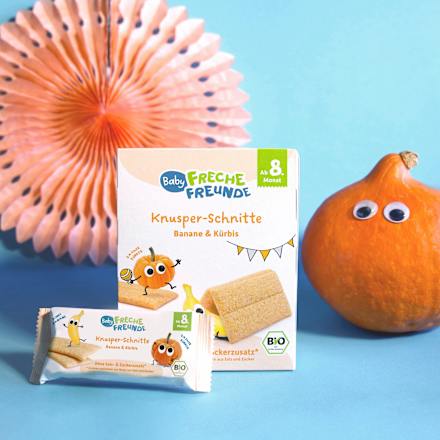 Babysnack Knusper-Schnitte Banane & Kürbis ab dem 8. Monat, 6x14g Freche Freunde
