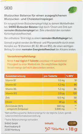 Blutzucker Balance Tabletten SHEKO