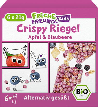 Kindersnack Crispy Riegel Apfel & Blaubeere ab 3+ Jahren (6x21 g) Freche Freunde