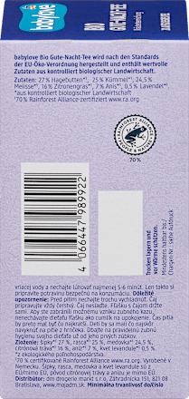 EKO biljni čaj za laku noć, 20 vrećica, 5+ mj. babylove