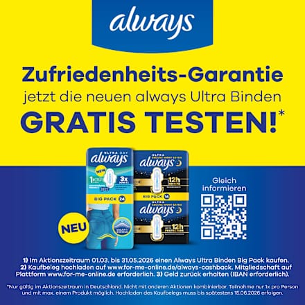 Ultra-Binden Day Long Plus 3 mit Flügeln, Big Pack always