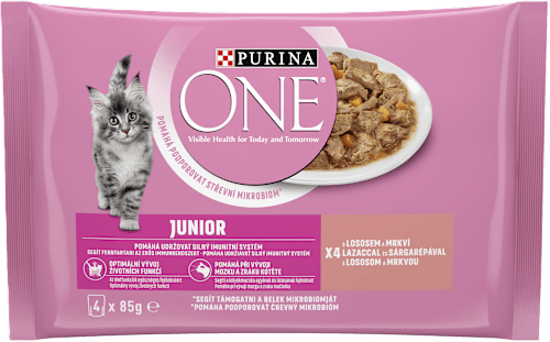 Junior kapsičky pro kočky losos s mrkví 4x85 g PURINA ONE