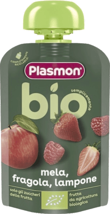 Piure de mere,căpșuni&zmeură ECO  Plasmon