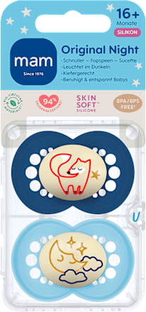 Schnuller Original Night Fuchs/Mond 16+ Monate mam
