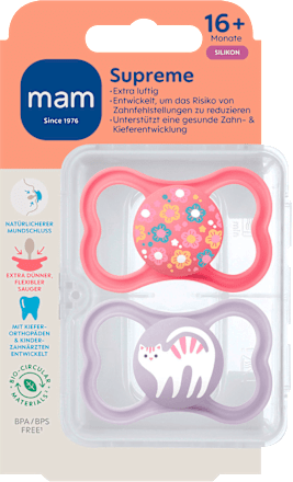 Schnuller Supreme pink/violett 16+ Monate mam
