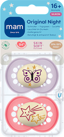 Schnuller Original Night Schmetterling/Sternschnuppe 16+ Monate mam