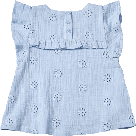 Bluse aus Musselin mit Blumen-Stickerei, blau, Gr. 98 ALANA