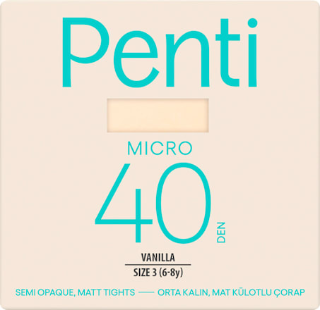 Детски чорапогащник Micro, Vanilla, 40 DEN, размер 3 Penti