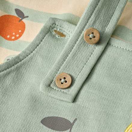 Set mit T-Shirt und Latzhose mit Obst-Muster, grün, Gr. 74 ALANA