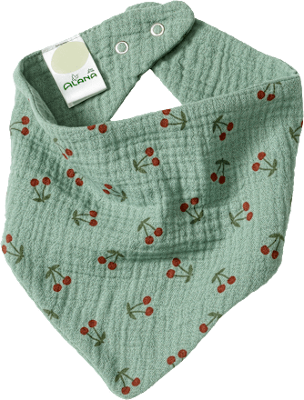 Halstuch aus Musselin mit Kirschen-Muster, grün ALANA