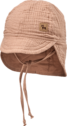 Schirmmütze mit Nackenschutz aus Musselin, braun, Gr. 48/49 ALANA