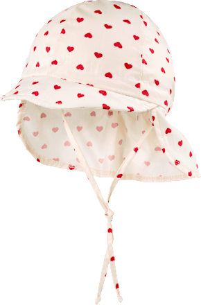 Schirmmütze mit Nackenschutz & Herz-Muster, weiß, Gr. 44/45 ALANA