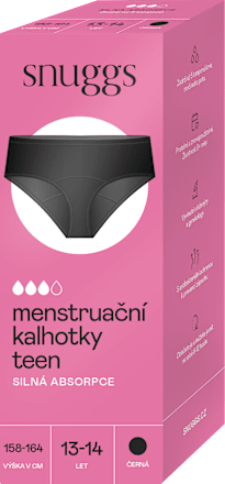 menstruační kalhotky teen 13-14 let, černá snuggs
