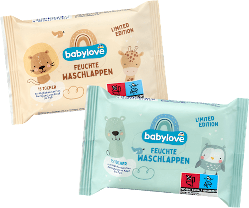 Мокри кърпи за измиване на бебе, различни цветове/мотиви babylove