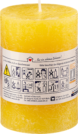 Kerze rustik gelb 100/68 mm Profissimo