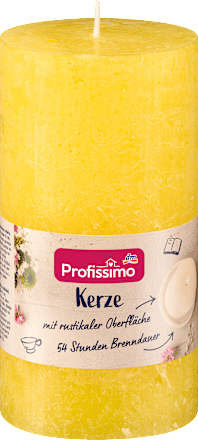 rustikální svíčka 130/68, žlutá  Profissimo