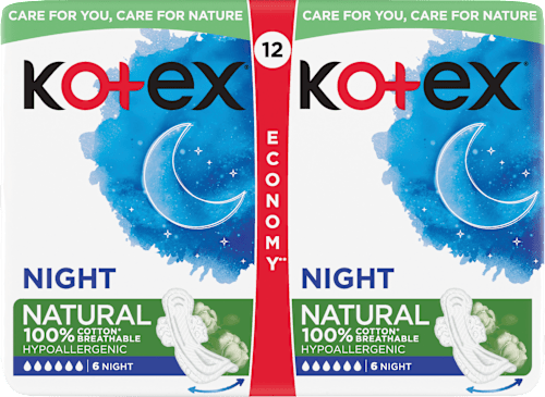 vložky s křidélky Natural, Night Kotex