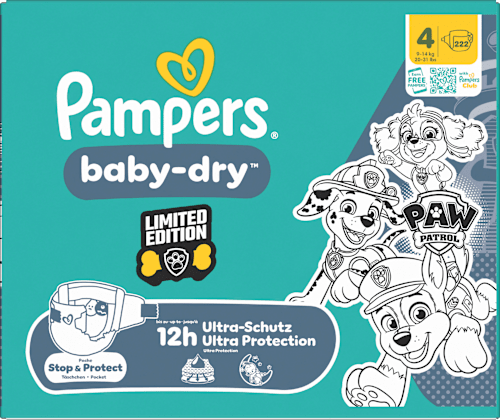Windeln Baby Dry Gr.4 (9-14 kg) Limited Edition Paw Patrol, Monatsbox Pampers baby-dry