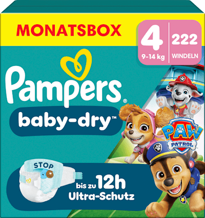 Windeln Baby Dry Gr.4 (9-14 kg) Limited Edition Paw Patrol, Monatsbox Pampers baby-dry