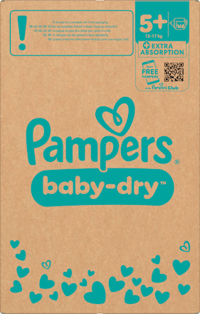 Windeln Baby Dry Gr.  5+ Junior Plus (12-17 kg) Monatsbox Pampers