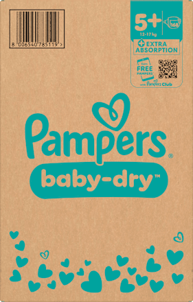 Windeln Baby Dry Gr.  5+ Junior Plus (12-17 kg) Monatsbox Pampers